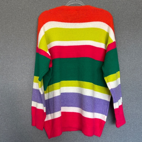 Jodifl size L pull on sweater colorful striped wool blend oversized - Picture 8 of 12